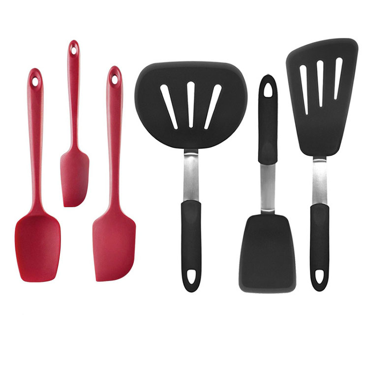 Amazon titanium kitchen utensils and food grade silicone blade 10 sets silicone scraper butter cake shovel suit